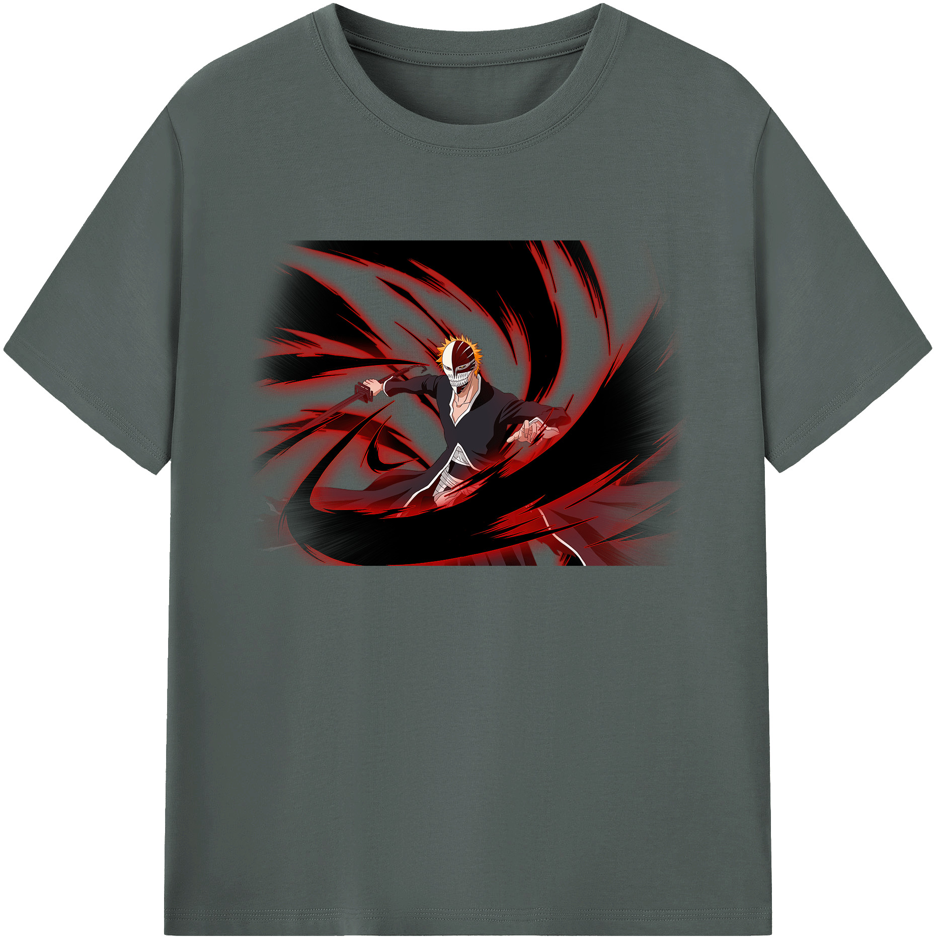 （画像用） ブリーチ 黒崎一護（くろさき いちご）BLEACH Kurosaki Ichigo 綿100％ メンズ半袖Tシャツ｜肌触りやわらか＆通気性
